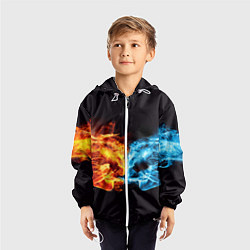 Ветровка с капюшоном детская Вода и огонь - два кулака Brofist, цвет: 3D-белый — фото 2