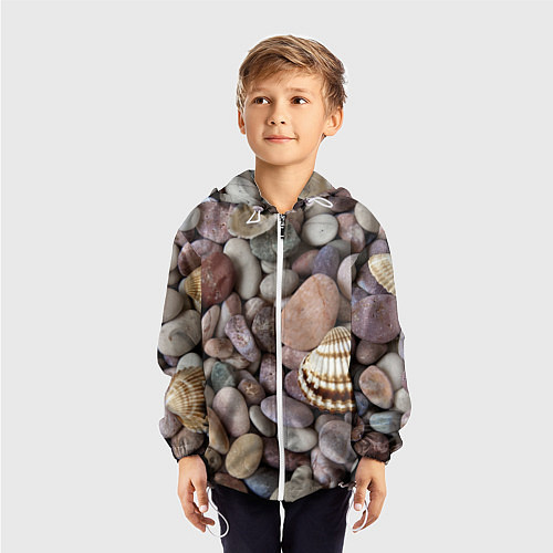 Детская ветровка Морские камни и ракушки / 3D-Белый – фото 3