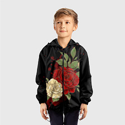 Ветровка с капюшоном детская Прекрасные розы, цвет: 3D-черный — фото 2