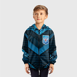 Ветровка с капюшоном детская Russia abstract blue, цвет: 3D-черный — фото 2