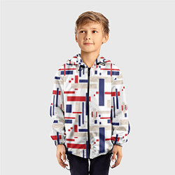 Ветровка с капюшоном детская Геометрический узор Орион красно-синий на белом, цвет: 3D-черный — фото 2