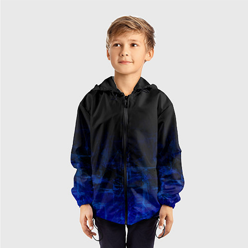 Детская ветровка Однотонный черный и темно синий гранжевый градиент / 3D-Черный – фото 3