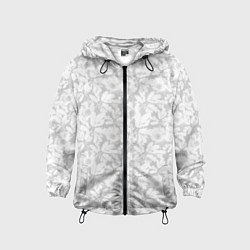 Ветровка с капюшоном детская Белые цветы на светло сером, цвет: 3D-черный