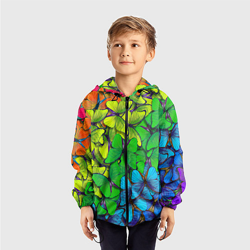 Детская ветровка Бабочки и радуга / 3D-Черный – фото 3