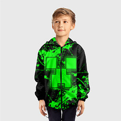 Ветровка с капюшоном детская Minecraft neon green, цвет: 3D-черный — фото 2