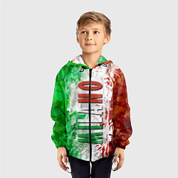 Ветровка с капюшоном детская Флаг Италии - кляксы, цвет: 3D-черный — фото 2