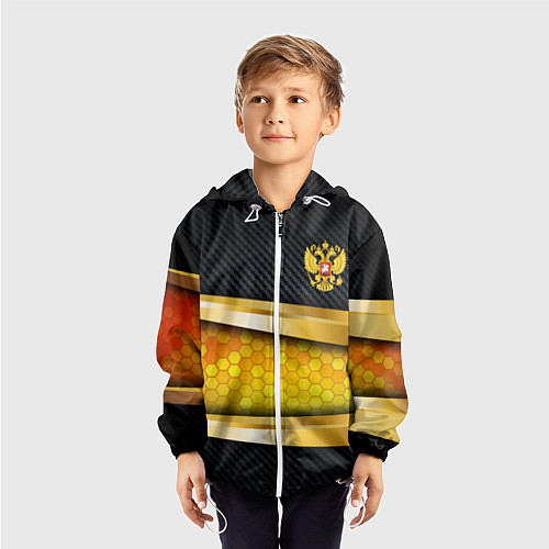 Детская ветровка Black & gold - герб России / 3D-Белый – фото 3