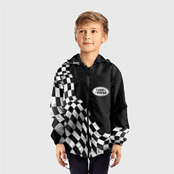 Ветровка с капюшоном детская Land Rover racing flag, цвет: 3D-черный — фото 2