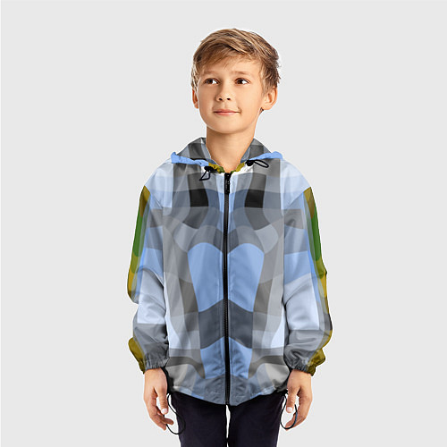 Детская ветровка Абстракт мозаика графический узор / 3D-Черный – фото 3
