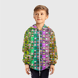 Ветровка с капюшоном детская Minecraft characters neon, цвет: 3D-белый — фото 2