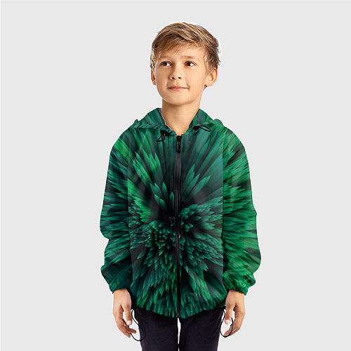 Детская ветровка Объёмные острые зелёные фигуры / 3D-Черный – фото 3