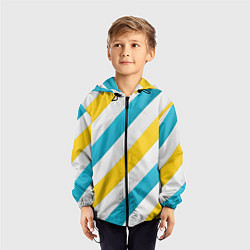 Ветровка с капюшоном детская Желтые и синие полосы, цвет: 3D-черный — фото 2