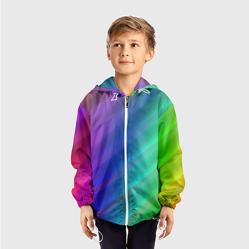 Детская ветровка Полосы всех цветов радуги / 3D-Белый – фото 3
