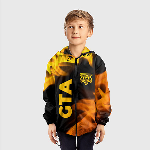 Детская ветровка GTA - gold gradient: надпись, символ / 3D-Черный – фото 3