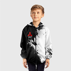 Ветровка с капюшоном детская Mitsubishi - черно-белая абстракция, цвет: 3D-черный — фото 2