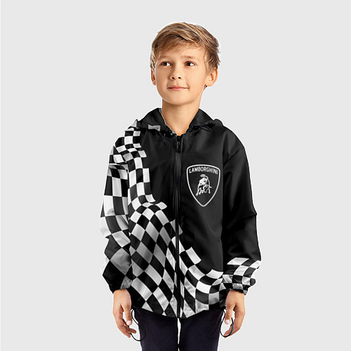 Детская ветровка Lamborghini racing flag / 3D-Черный – фото 3