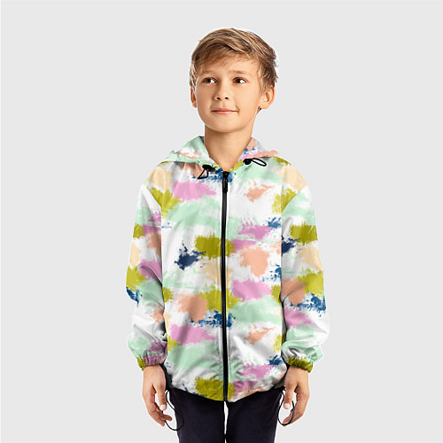 Детская ветровка Разноцветные мазки красками модный узор / 3D-Черный – фото 3