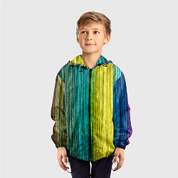 Ветровка с капюшоном детская Разноцветные полосы материала, цвет: 3D-черный — фото 2