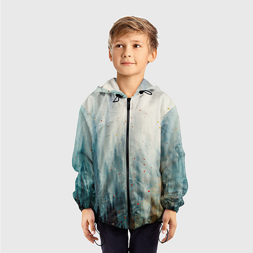 Детская ветровка Абстрактные водянистые паттерны и краски / 3D-Черный – фото 3