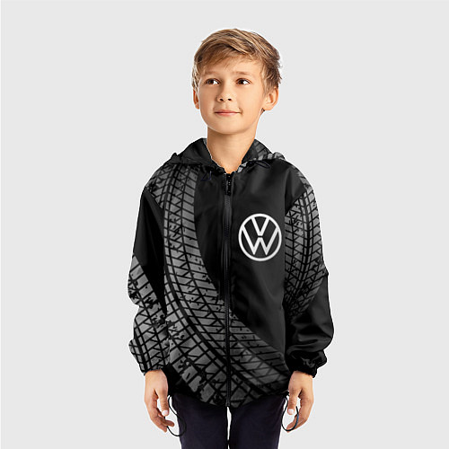Детская ветровка Volkswagen tire tracks / 3D-Черный – фото 3