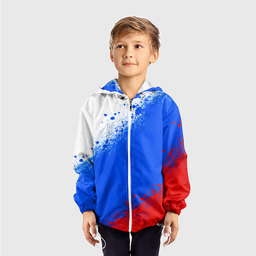 Детская ветровка Флаг России - триколор / 3D-Белый – фото 3