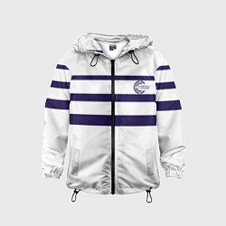 Ветровка с капюшоном детская FIRM белая с синими полосами, цвет: 3D-черный