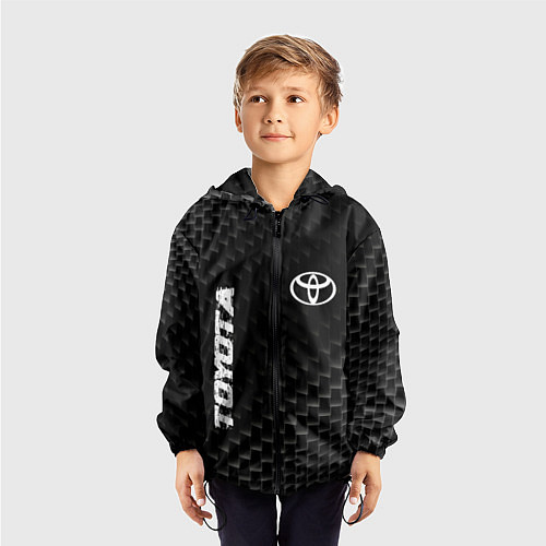 Детская ветровка Toyota карбоновый фон / 3D-Черный – фото 3
