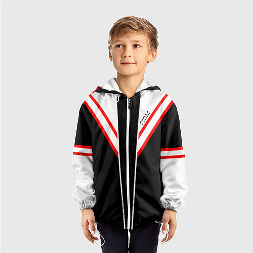 Детская ветровка FIRM черная с белым углом / 3D-Белый – фото 3