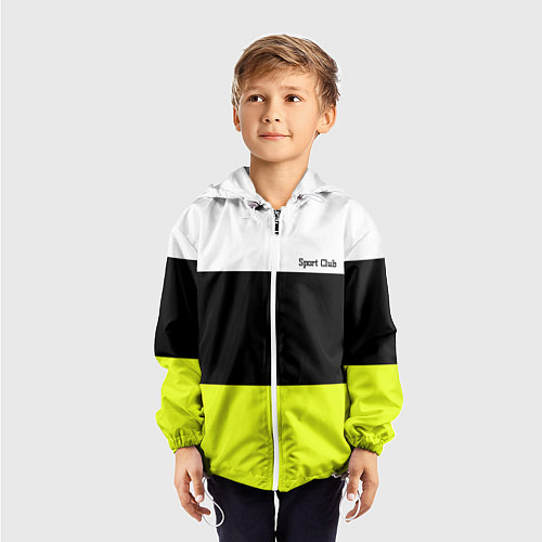 Детская ветровка Sport - полосатый желтый черный белый / 3D-Белый – фото 3