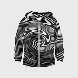 Ветровка с капюшоном детская Black and white abstract pattern, цвет: 3D-белый