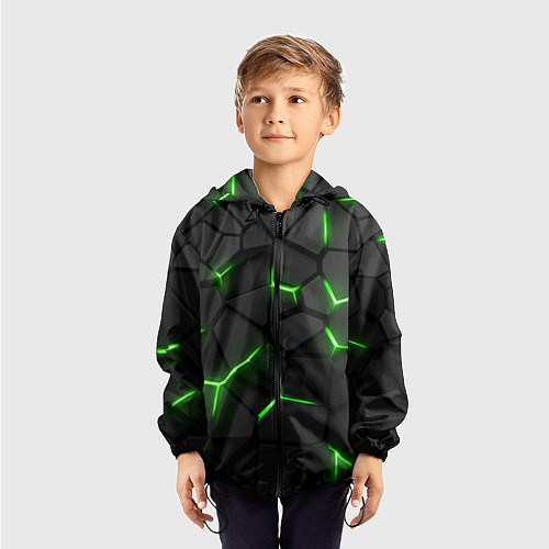 Детская ветровка Green neon steel / 3D-Черный – фото 3