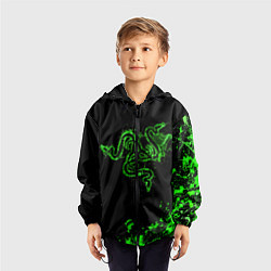 Ветровка с капюшоном детская Razer брызги, цвет: 3D-черный — фото 2