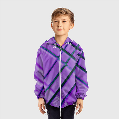 Детская ветровка Фиолетовый фон и тёмные линии / 3D-Белый – фото 3