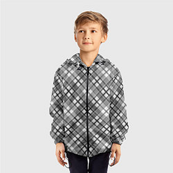 Ветровка с капюшоном детская Черно белый узор в косую клетку, цвет: 3D-черный — фото 2