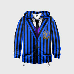 Ветровка с капюшоном детская Ученик академии Невермор: униформа, цвет: 3D-черный