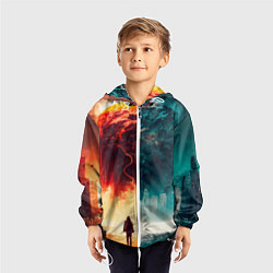 Ветровка с капюшоном детская Параллельные вселенные, цвет: 3D-белый — фото 2