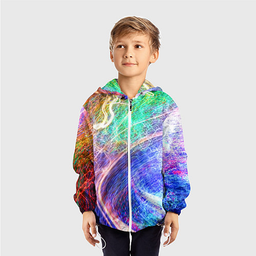 Детская ветровка Абстрактные разноцветные молнии / 3D-Белый – фото 3