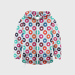 Ветровка с капюшоном детская Пончики на светлом фоне, цвет: 3D-белый