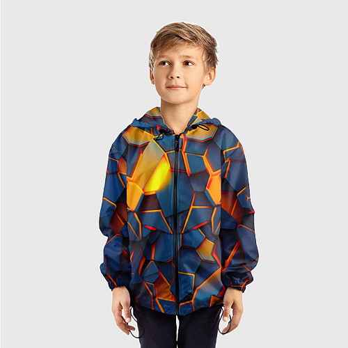 Детская ветровка Плитки со свечением / 3D-Черный – фото 3