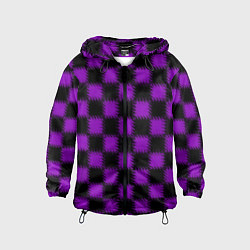 Ветровка с капюшоном детская Фиолетовый черный узор Шахматка, цвет: 3D-черный
