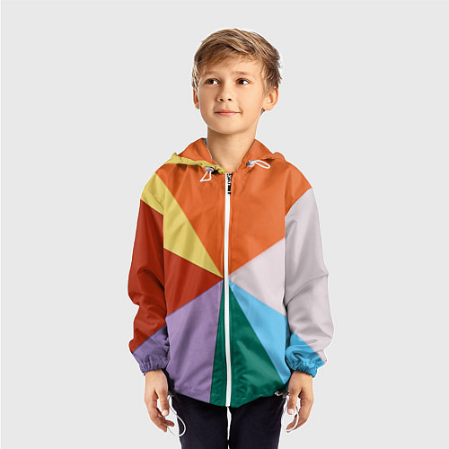 Детская ветровка Разноцветные пересекающиеся треугольники / 3D-Белый – фото 3
