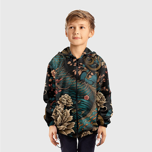 Детская ветровка Японский змей Irezumi / 3D-Черный – фото 3