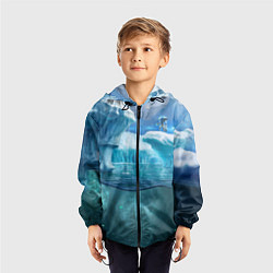 Ветровка с капюшоном детская Subnautica - КРАБ на леднике, цвет: 3D-черный — фото 2
