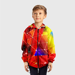 Ветровка с капюшоном детская Digital triangle abstract, цвет: 3D-черный — фото 2