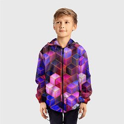 Ветровка с капюшоном детская Цветные кубики, цвет: 3D-черный — фото 2