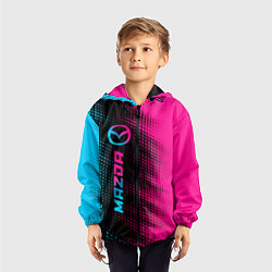Ветровка с капюшоном детская Mazda - neon gradient: по-вертикали, цвет: 3D-черный — фото 2