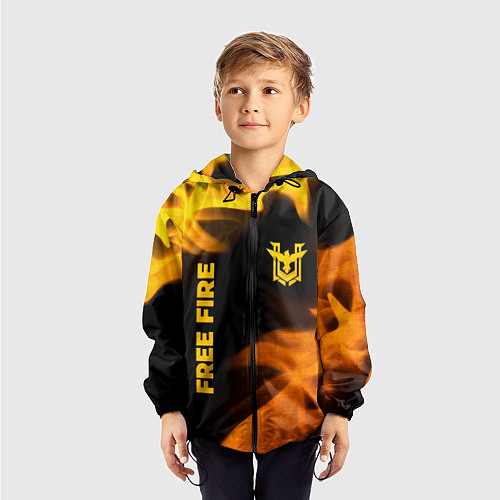 Детская ветровка Free Fire - gold gradient: надпись, символ / 3D-Черный – фото 3
