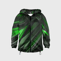 Ветровка с капюшоном детская Green black abstract, цвет: 3D-черный