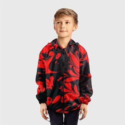 Ветровка с капюшоном детская Красно-черный узор, цвет: 3D-черный — фото 2
