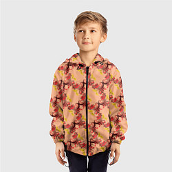 Ветровка с капюшоном детская Абстрактный винтажный растительный орнамент, цвет: 3D-черный — фото 2